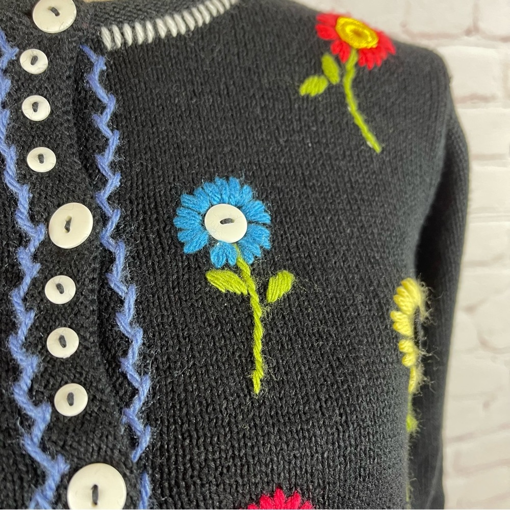 Susan Bristol vintage embroidered knitted floral long sleeve cardigan size PP - Picture 5 of 10